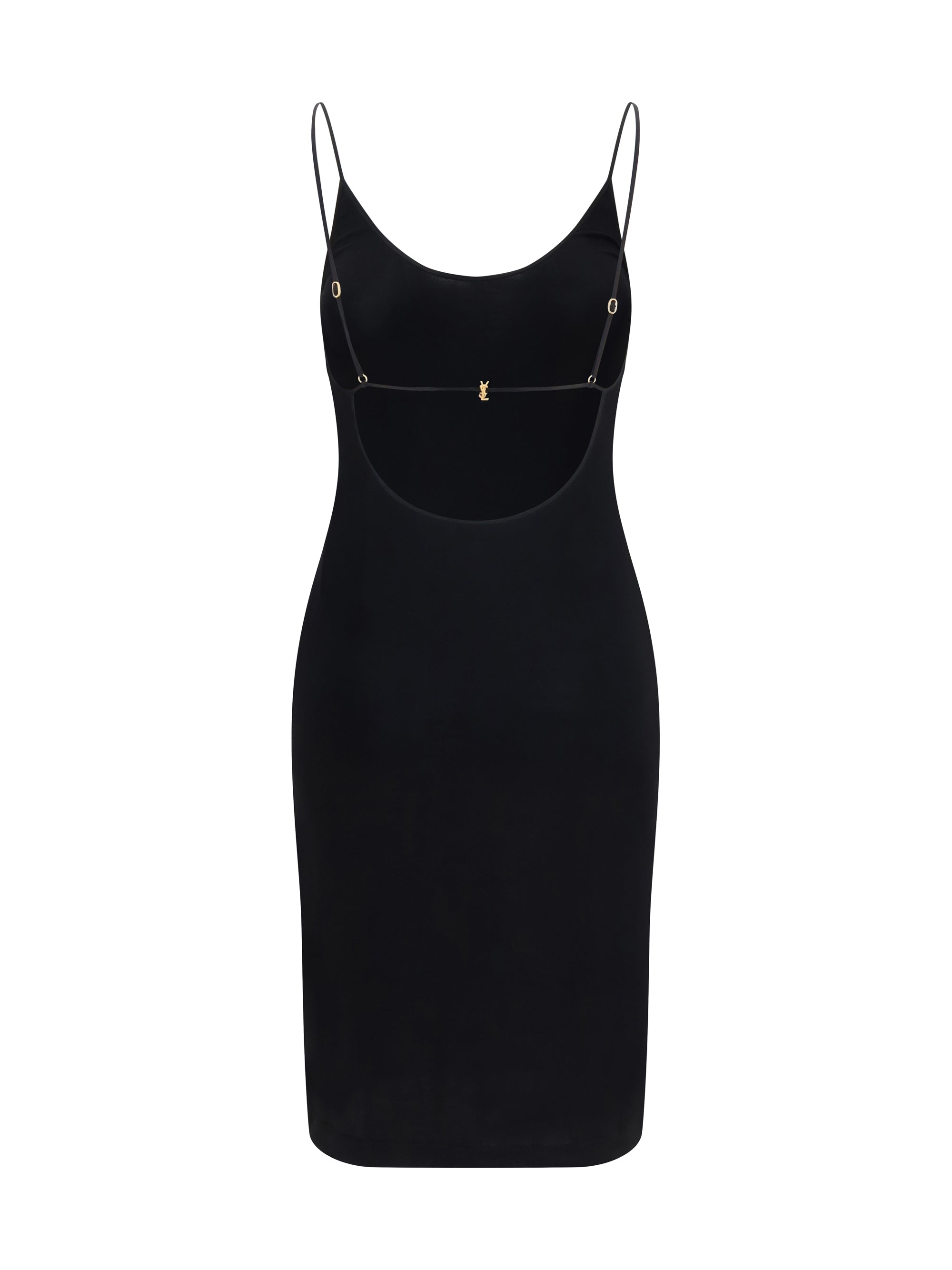 Saint Laurent Women Cassandre Open-Back Ribbed-Knit Dress