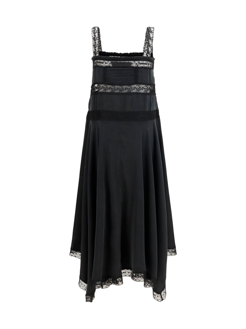 Ganni Women Silk Maxi Dress With Lace Details