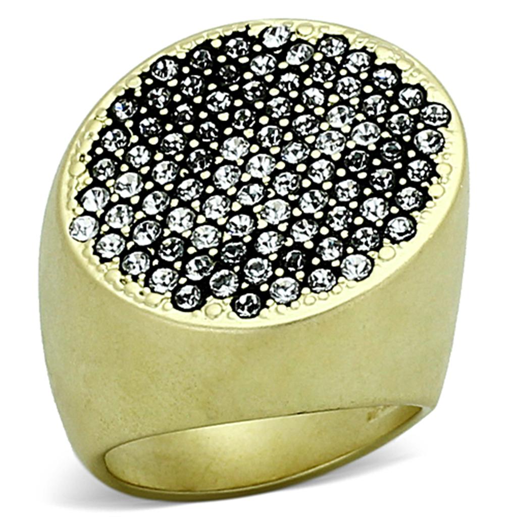 Matte Gold Brass Ring with Top Grade Crystal in Clear