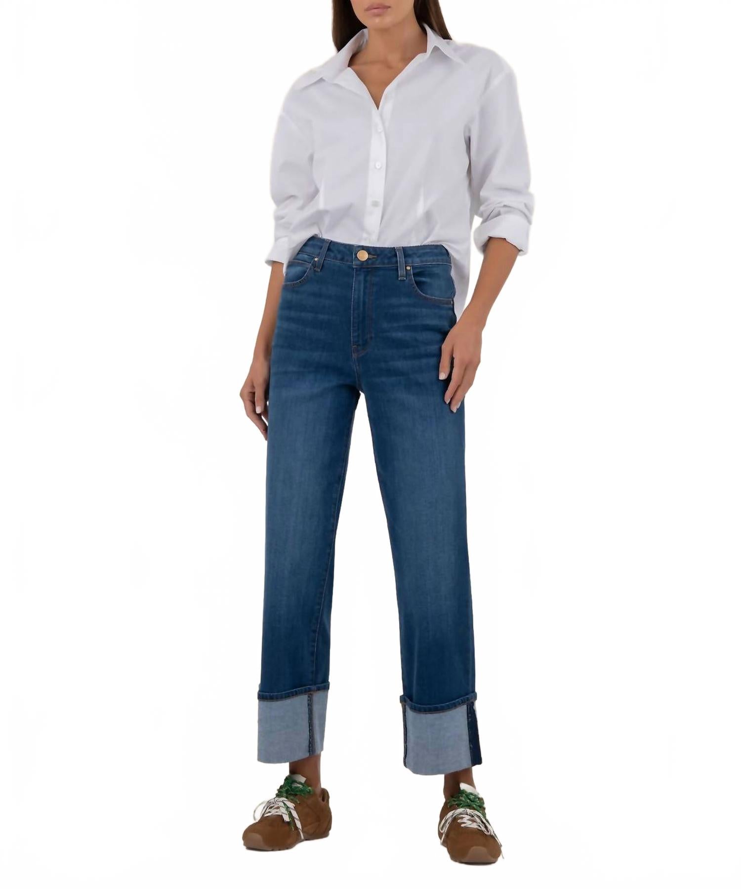 Sienna High Rise Straight Leg Jeans In Dark Wash