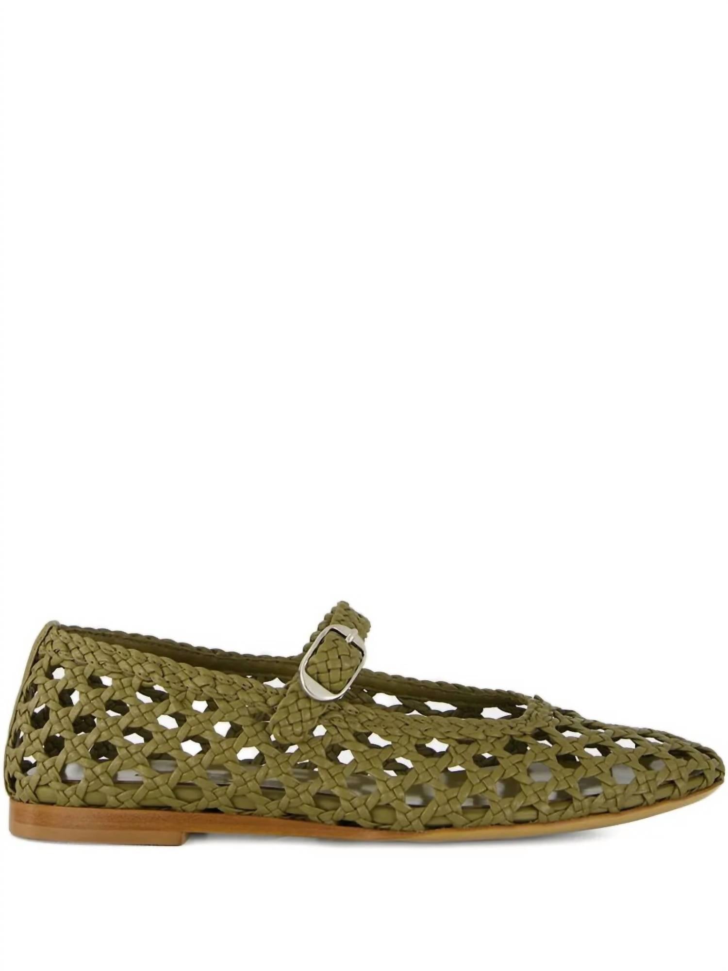 Women's Woven Mary Jane Shoes In Khaki