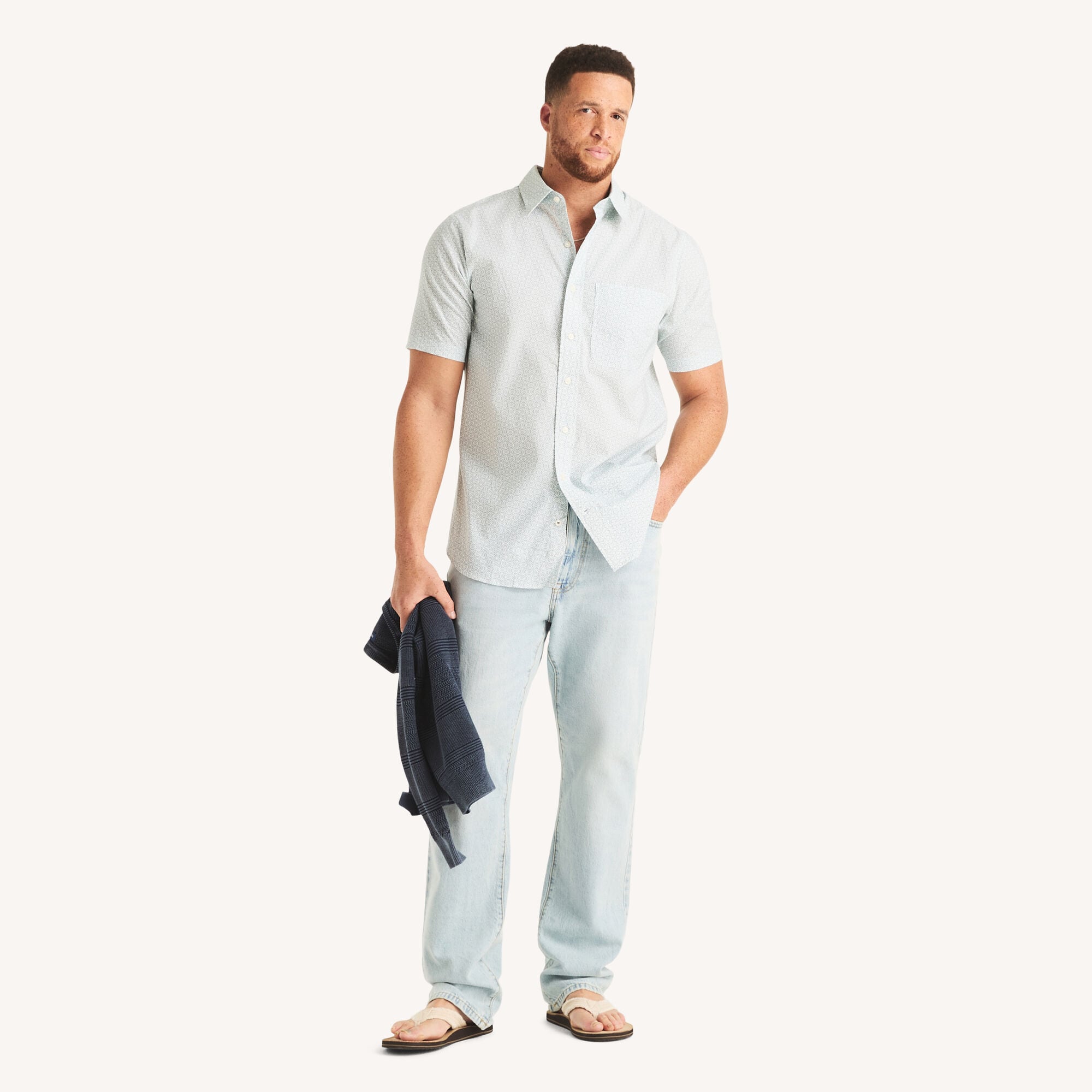 Nautica Mens Big & Tall Printed Short-Sleeve Shirt