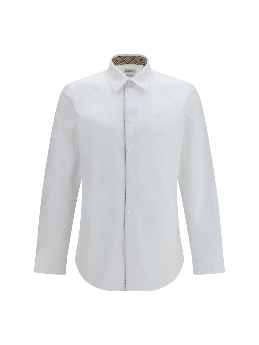 Burberry Men Cotton Shirt With Check Trims