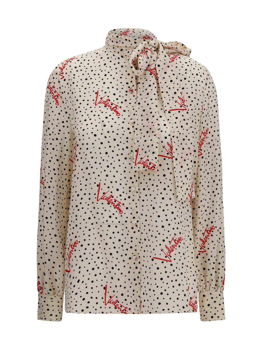 Valentino Women Crepe De Chine Bow-Neck Shirt