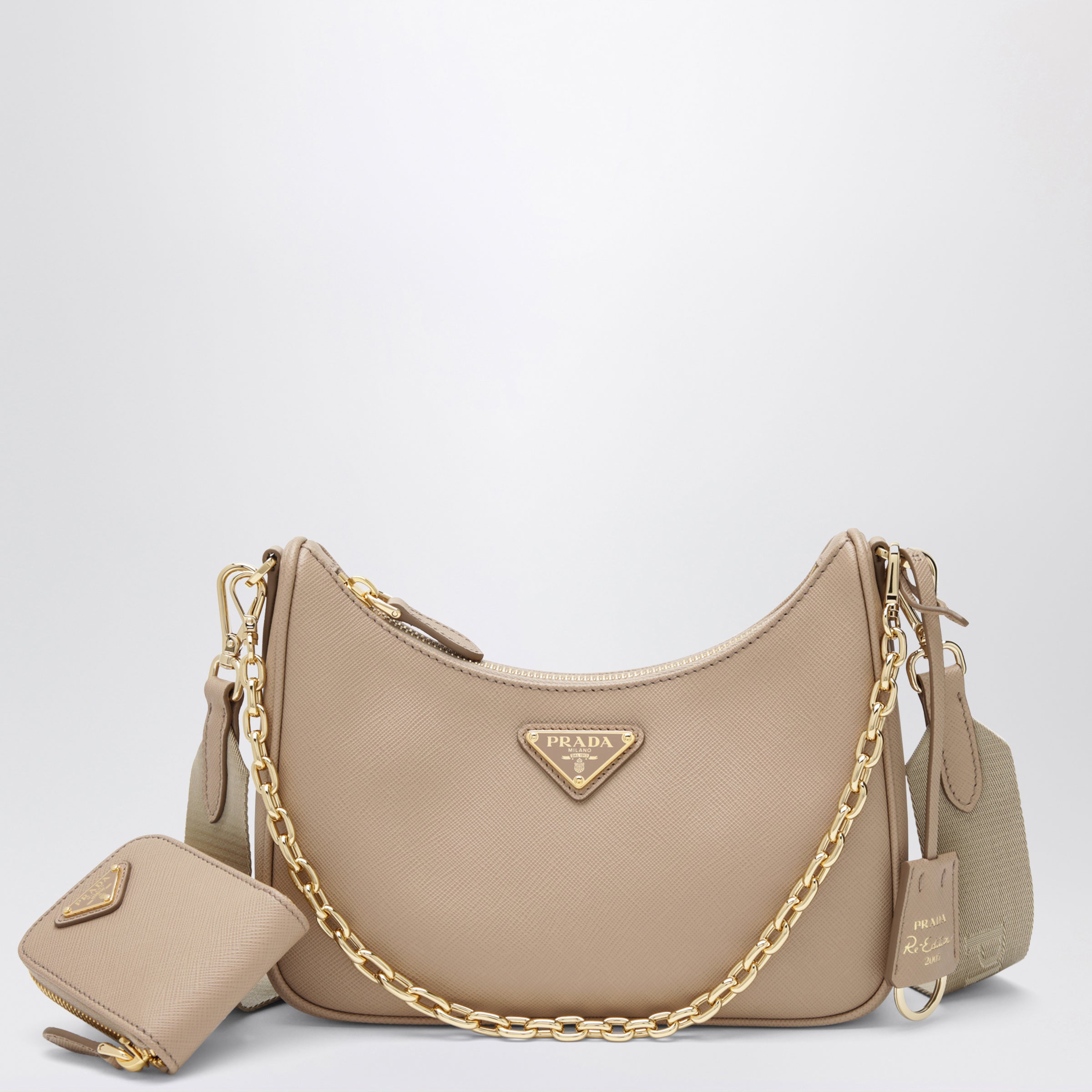 Prada Re-Edition 2005 Bag In Cameo Beige Leather Women