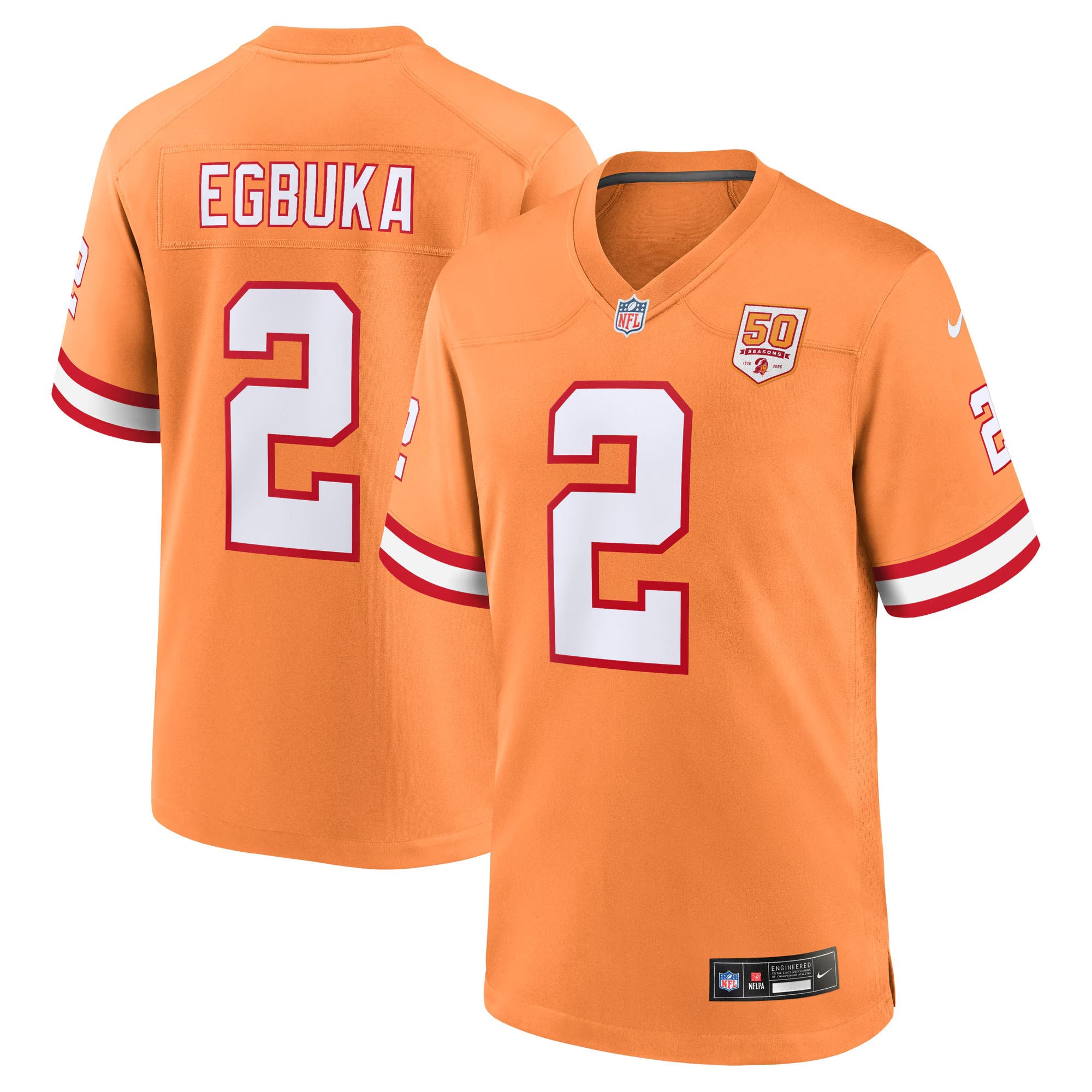 Tampa Bay Buccaneers Emeka Egbuka Creamsicle Alternate 2 50th Season Game Jersey
