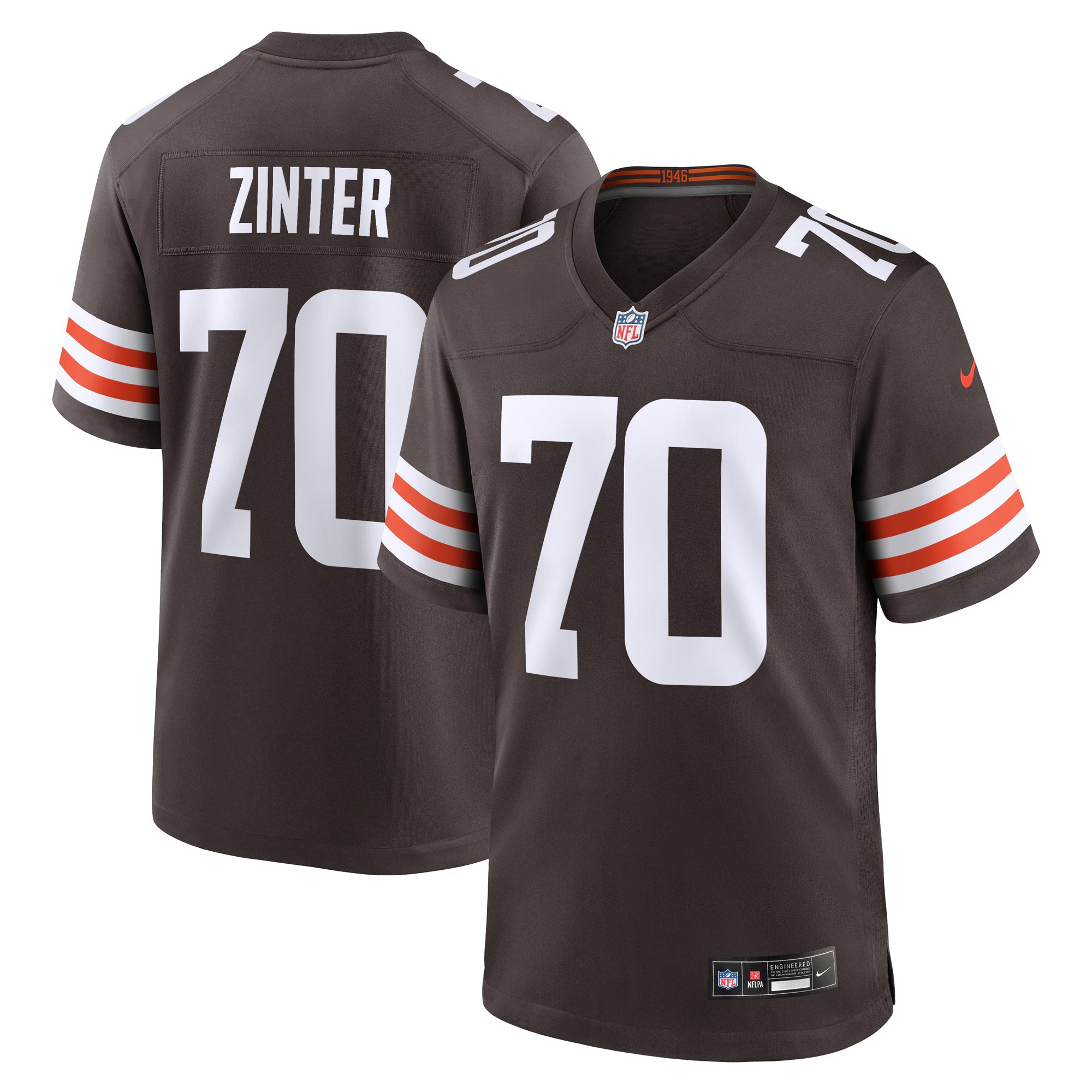 Cleveland Browns Zak Zinter Brown Team Game Jersey