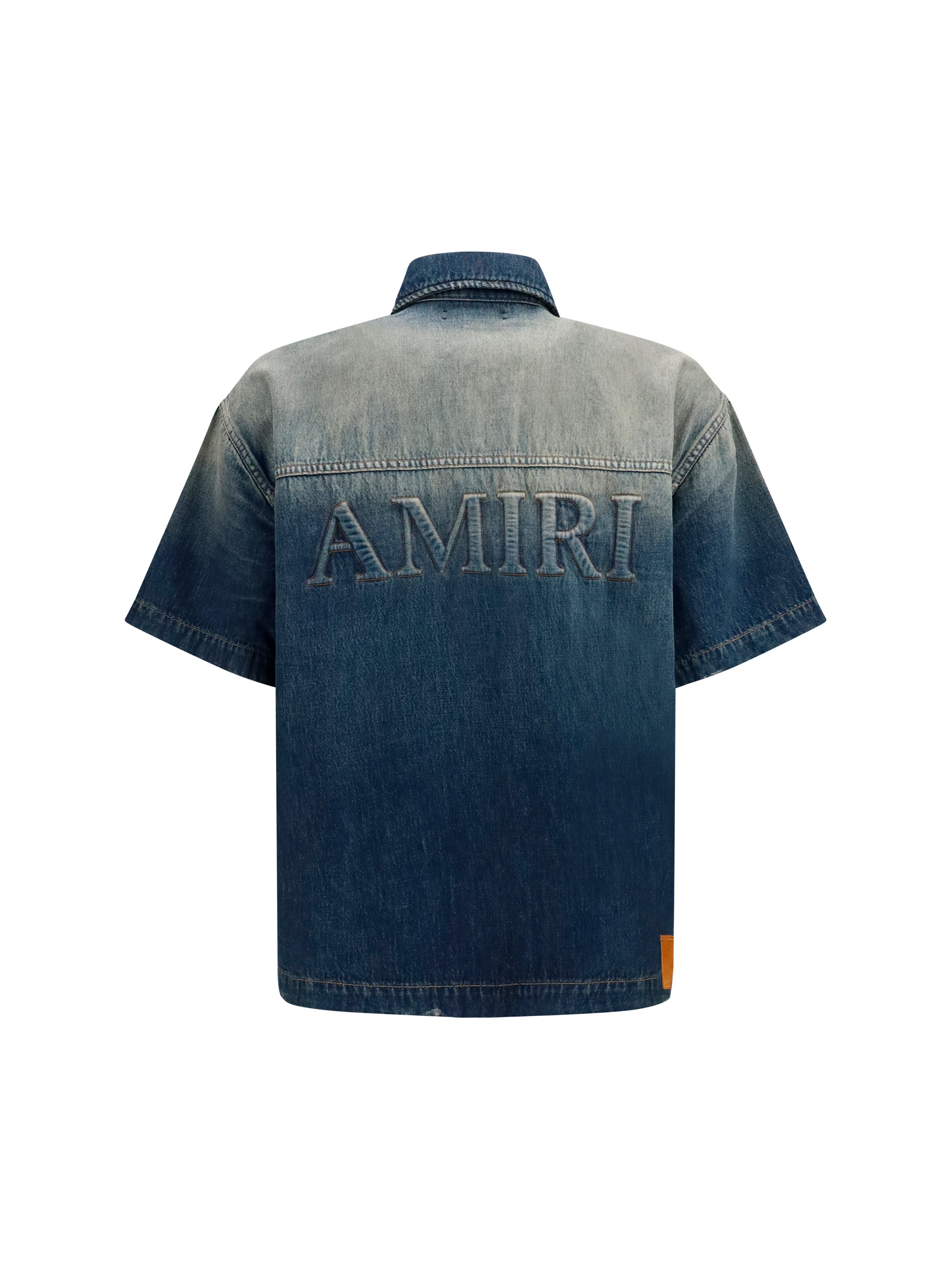 Amiri Men Embroidered Logo Denim Shirt