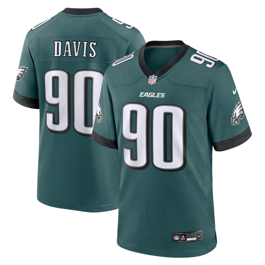 Philadelphia Eagles Jordan Davis Midnight Green Team Game Jersey