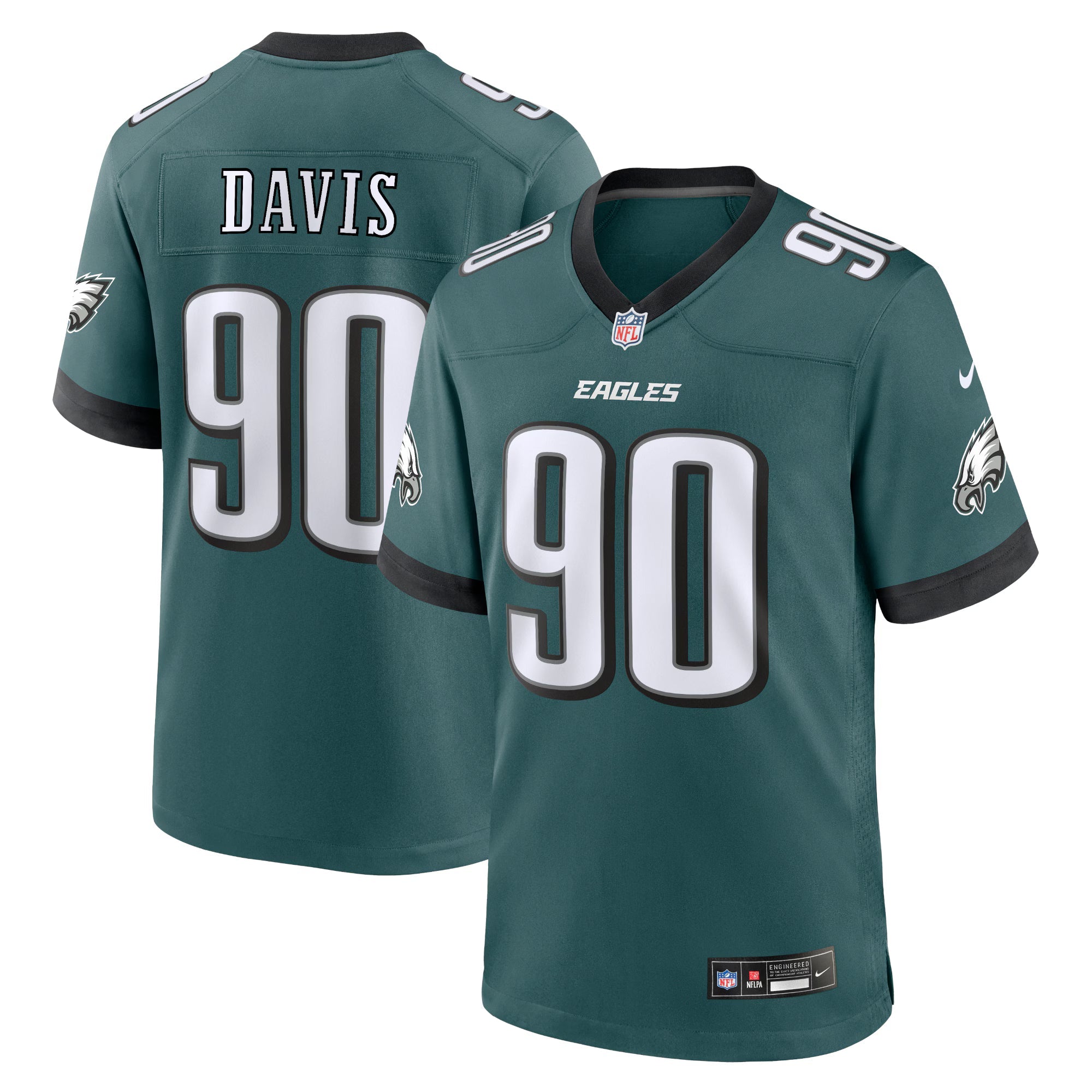 Philadelphia Eagles Jordan Davis Midnight Green Team Game Jersey