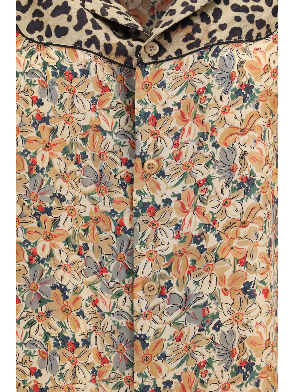 Valentino Men Short-Sleeve Floral And Leopard Print Shirt