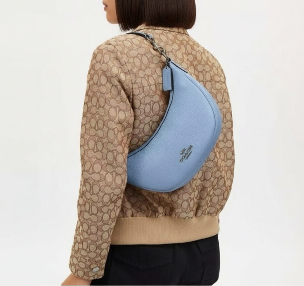 NWT Coach Aria Shoulder Leather Crossbody Bag In Light Blue