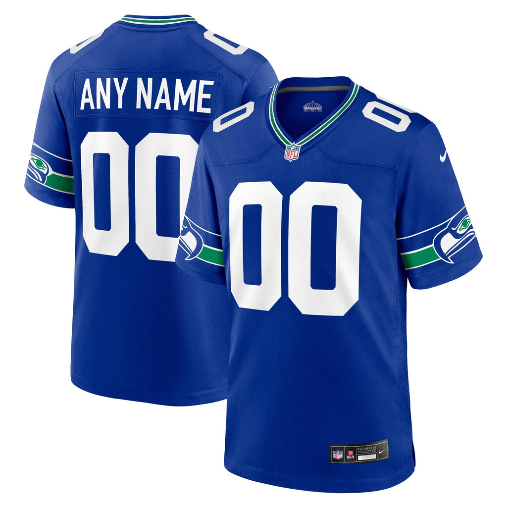 Seattle Seahawks Royal Throwback Custom Jersey
