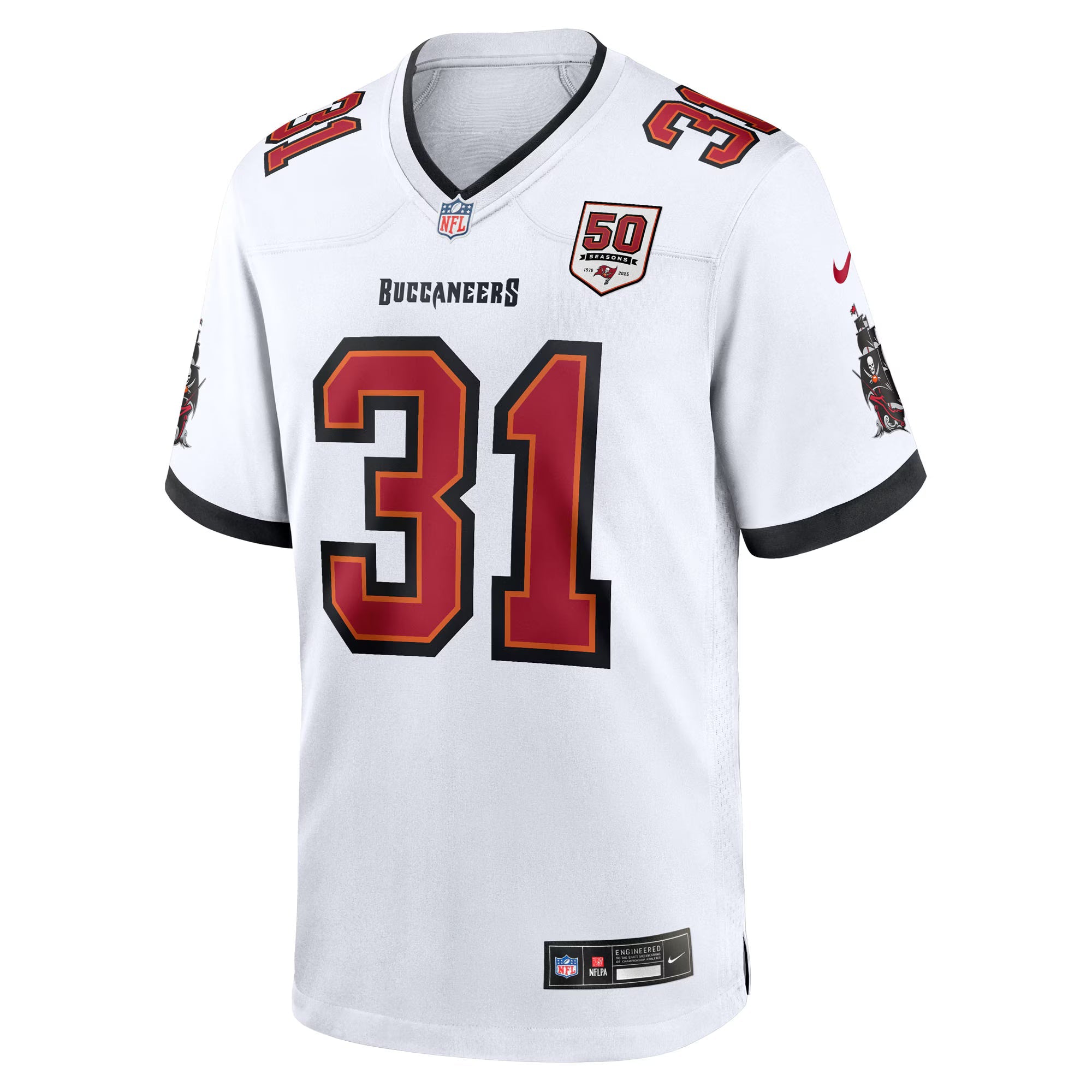 Tampa Bay Buccaneers Antoine Winfield Jr. White 50th Season Patch Game Jersey