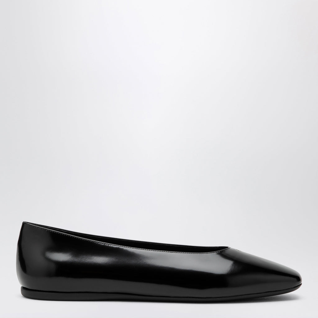Prada Black Brushed Leather Ballet Flats Women