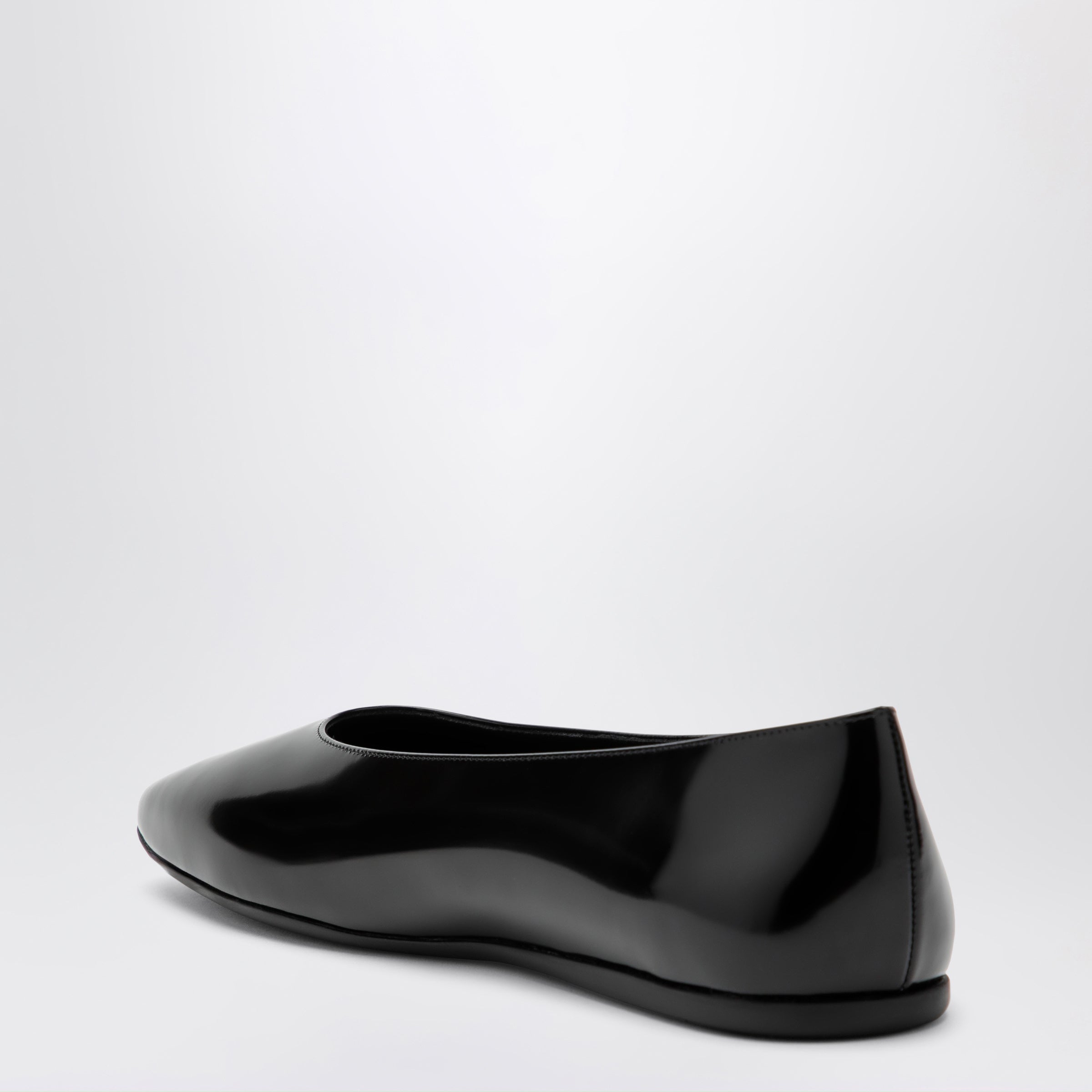 Prada Black Brushed Leather Ballet Flats Women