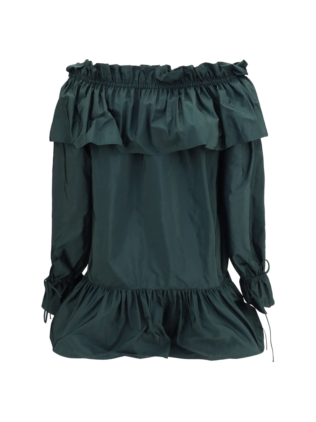 Saint Laurent Women Ruffled Nylon Poplin Dress