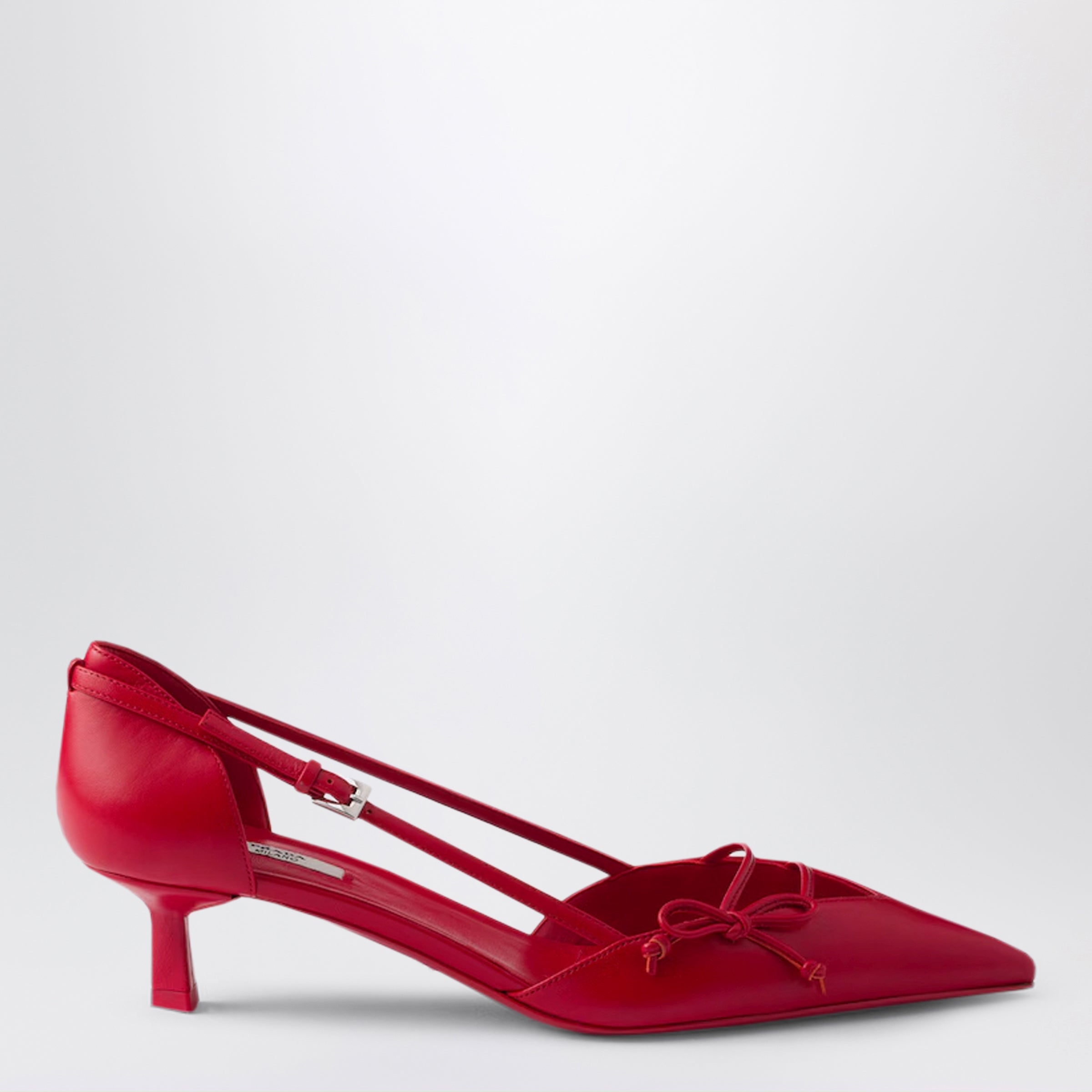 Prada Red Leather Side-Open Pumps Women