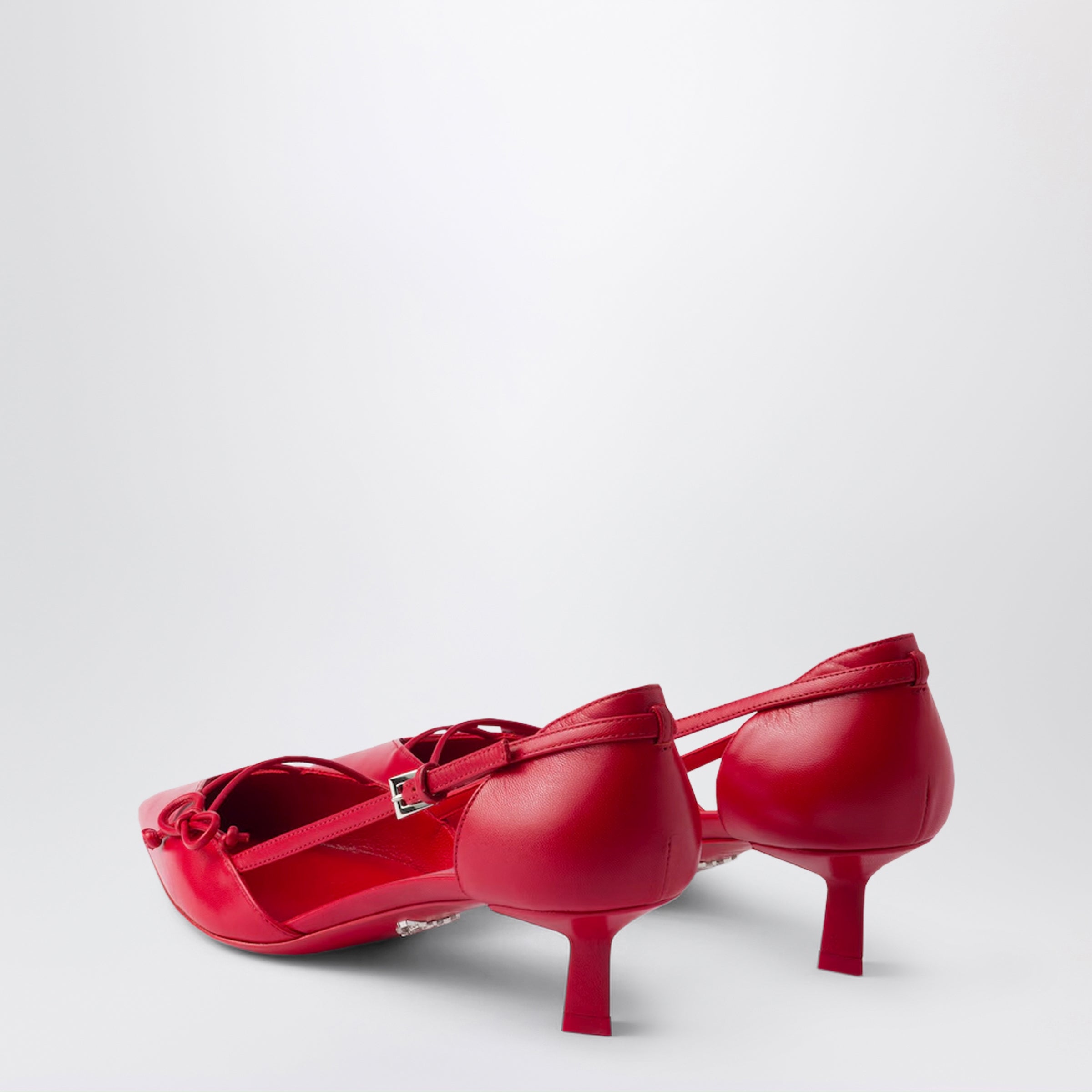 Prada Red Leather Side-Open Pumps Women