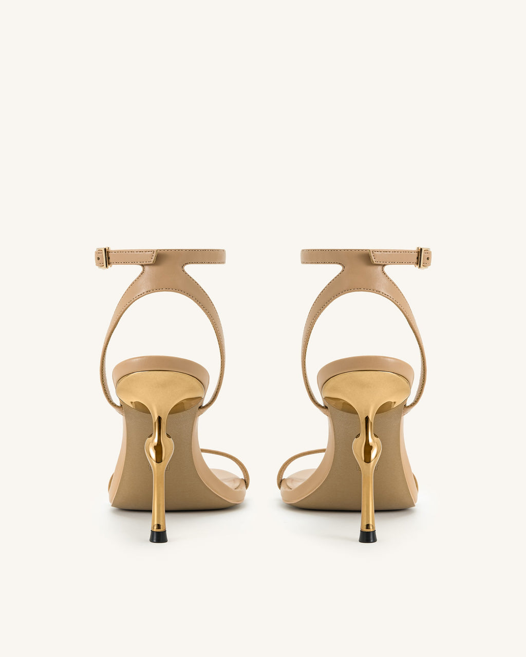 Alivia Gold Metal Heel Sandals - Khaki