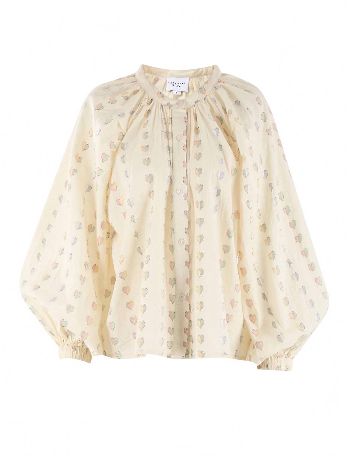 Lurex Hearts Minka Shirt In White