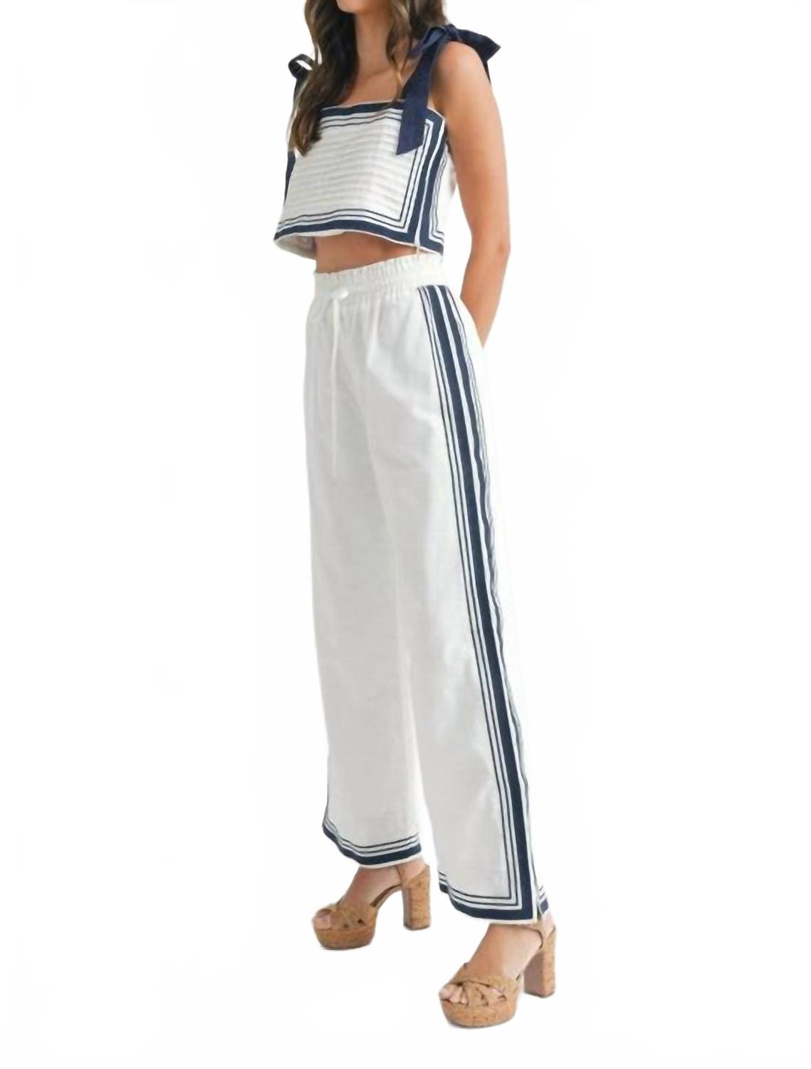 Chevron Linen Crop Top In White