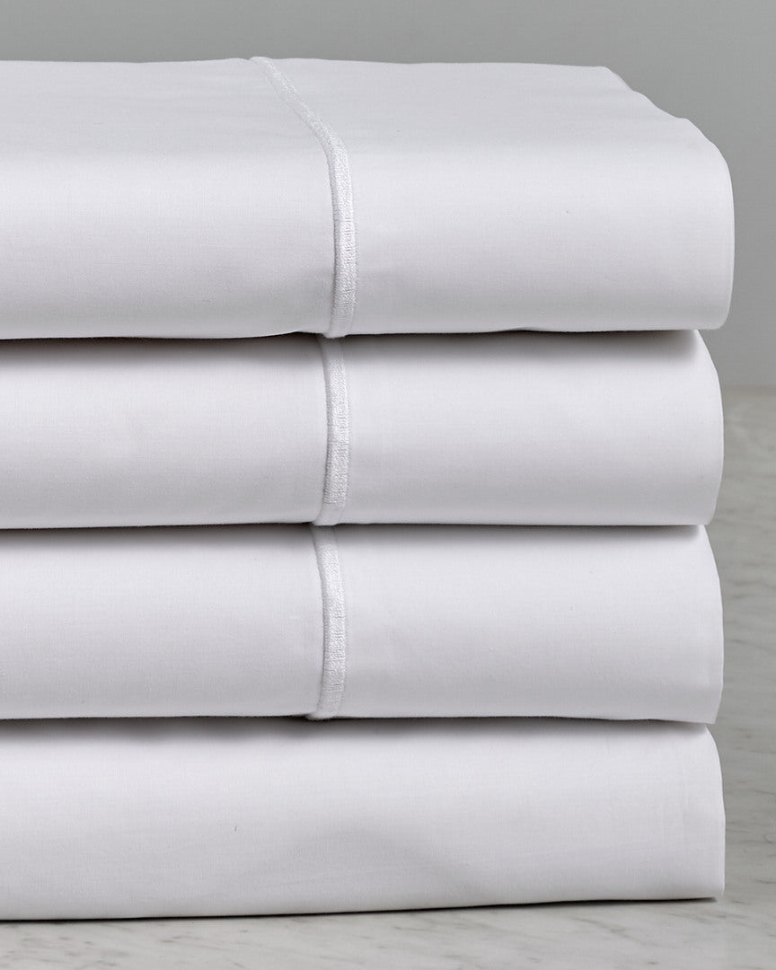 Maurizio Italy Single Line White Embroidered Sheet Set
