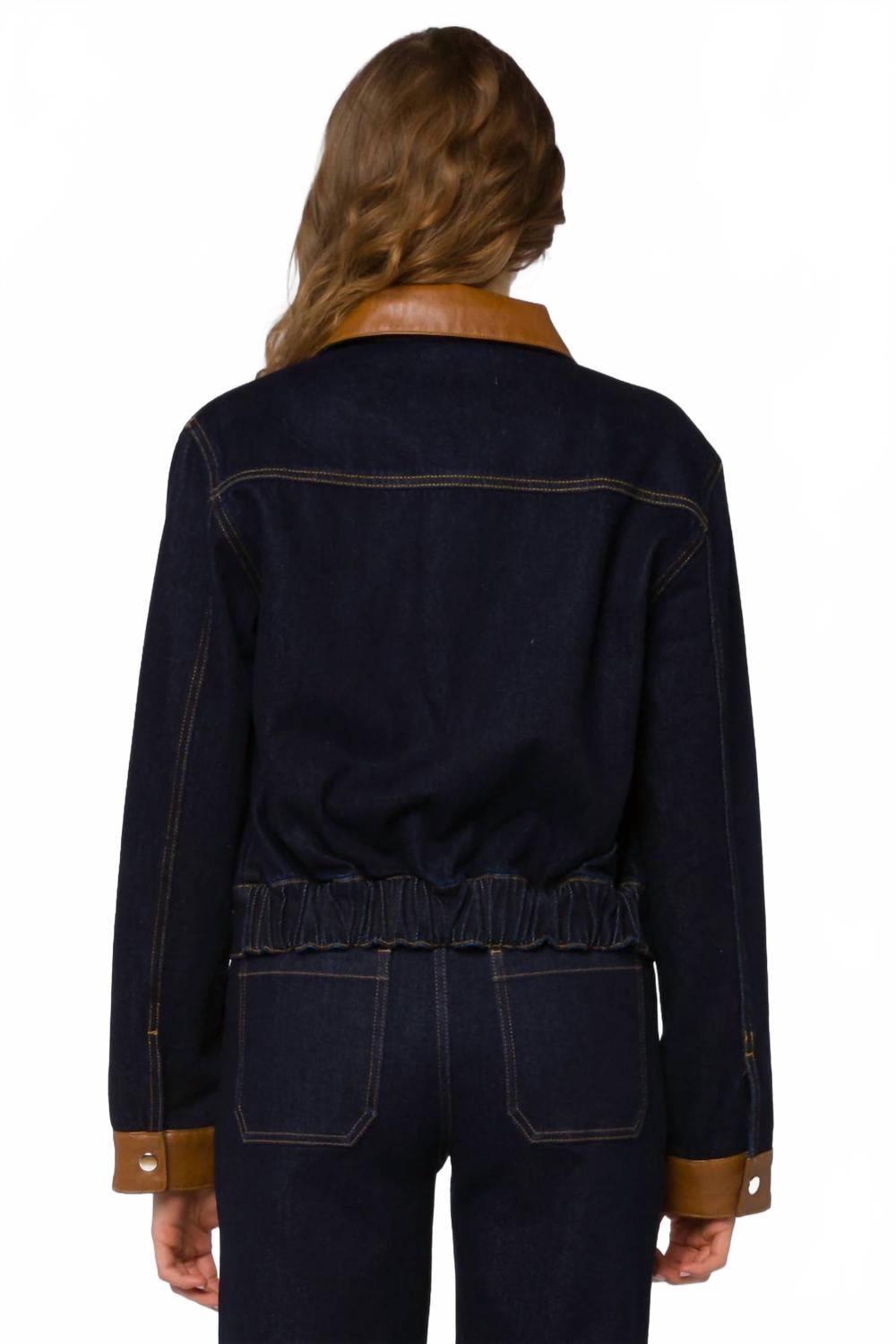 Delphia Cropped Denim Jacket In Pacific Indigo