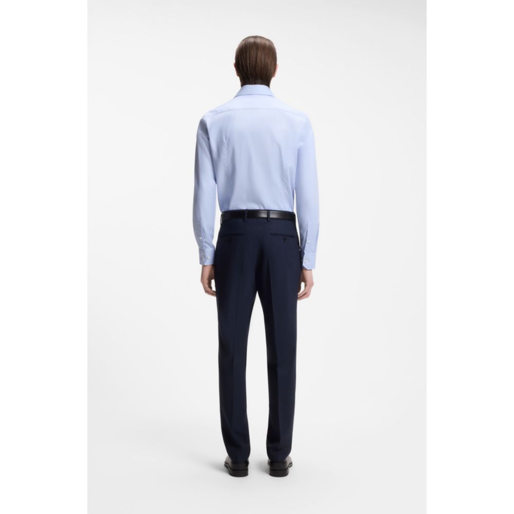 Slim-fit shirt in structured wrinkle-free cotton