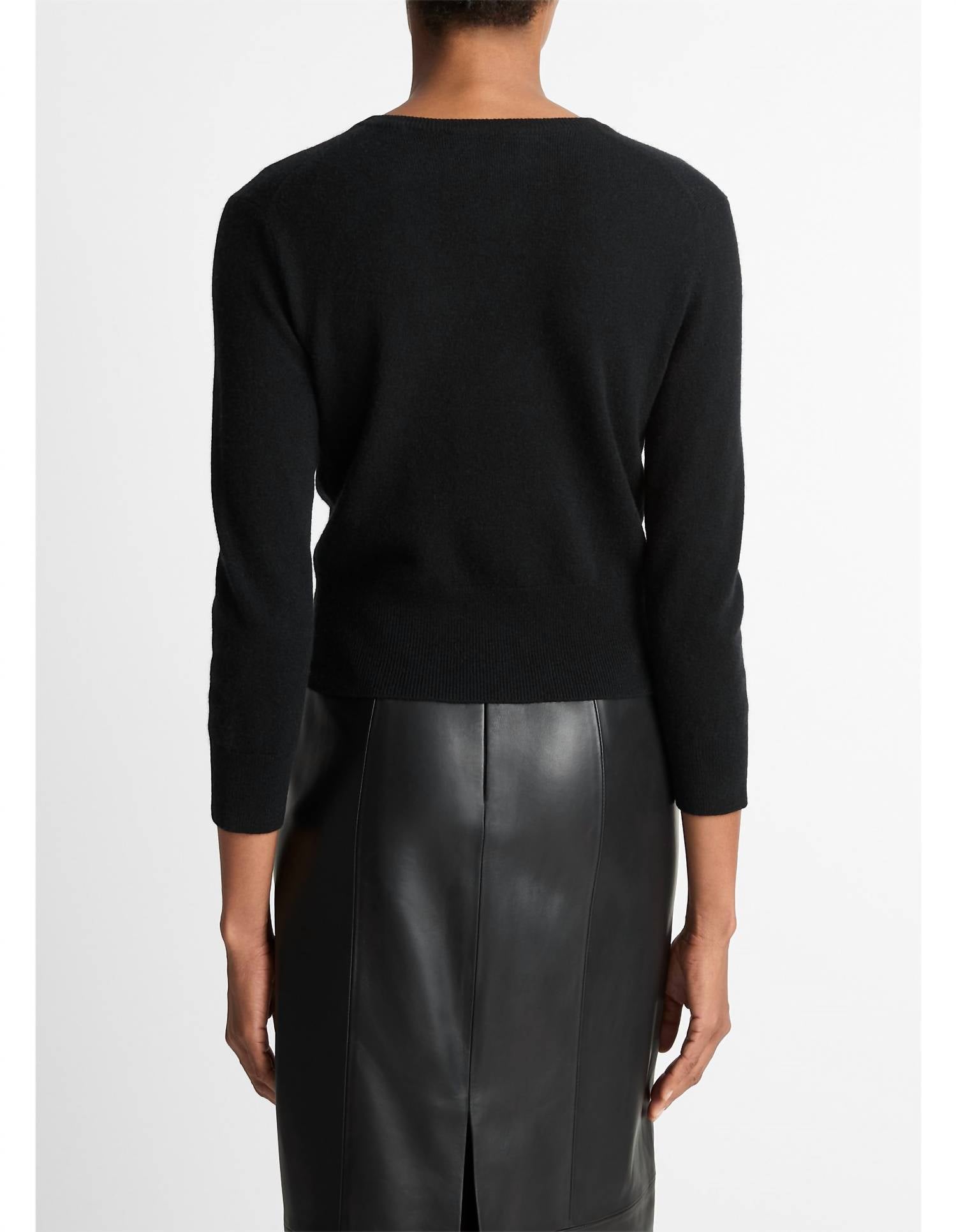 Metal Button Cardigan In Black
