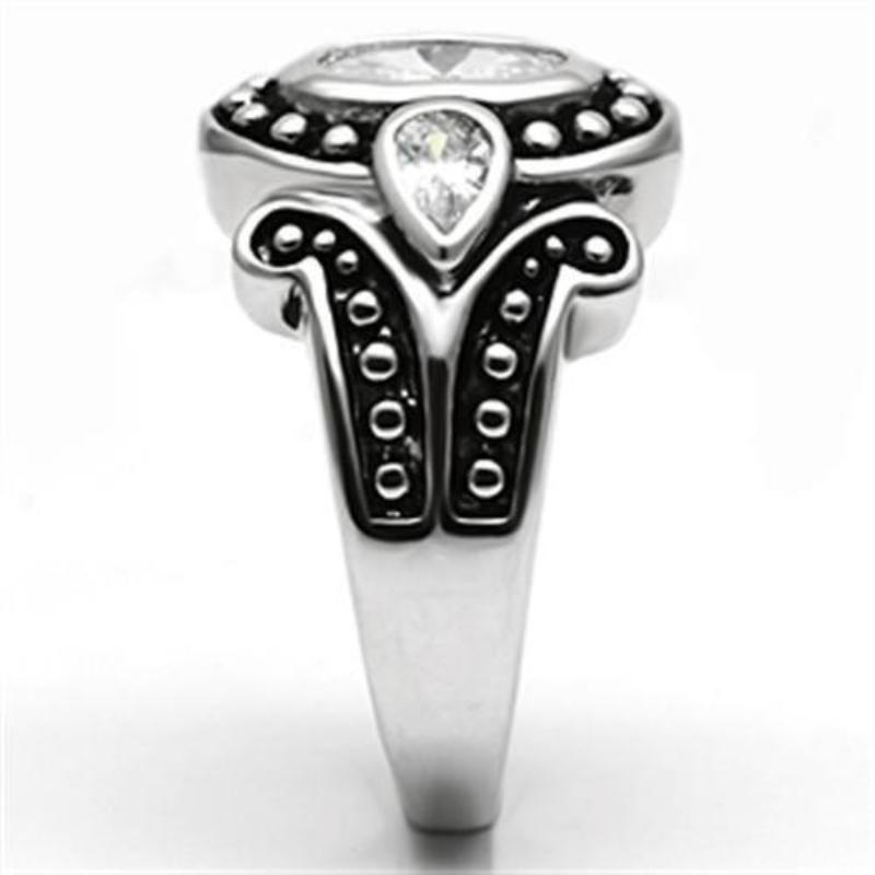 Rhodium Brass Ring with AAA Grade CZ in Clear
