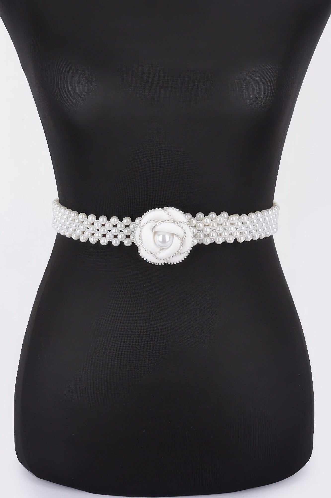 Flower Faux Pearl Elastic Belt