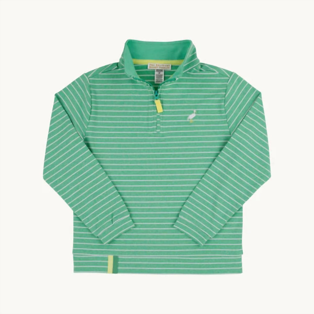Boy's Prepletic Hayword Half Zip Sweatshirt In Gibson Island Green Stripe