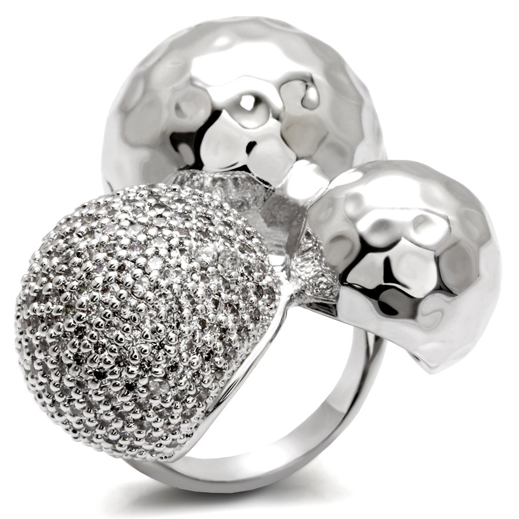 Rhodium Brass Ring with AAA Grade CZ in Clear