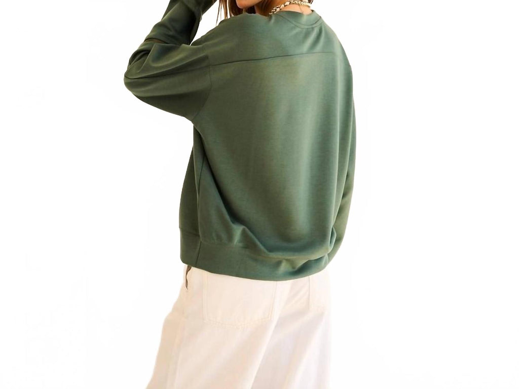 Sweater Pullover With Zipper On Sleeve In Sea Green