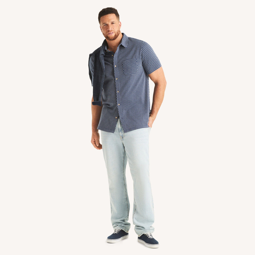 Nautica Big & Tall Classic Fit Printed Button-Front Polo