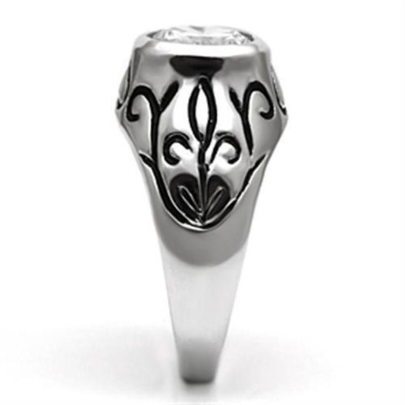 Rhodium Brass Ring with AAA Grade CZ in Clear