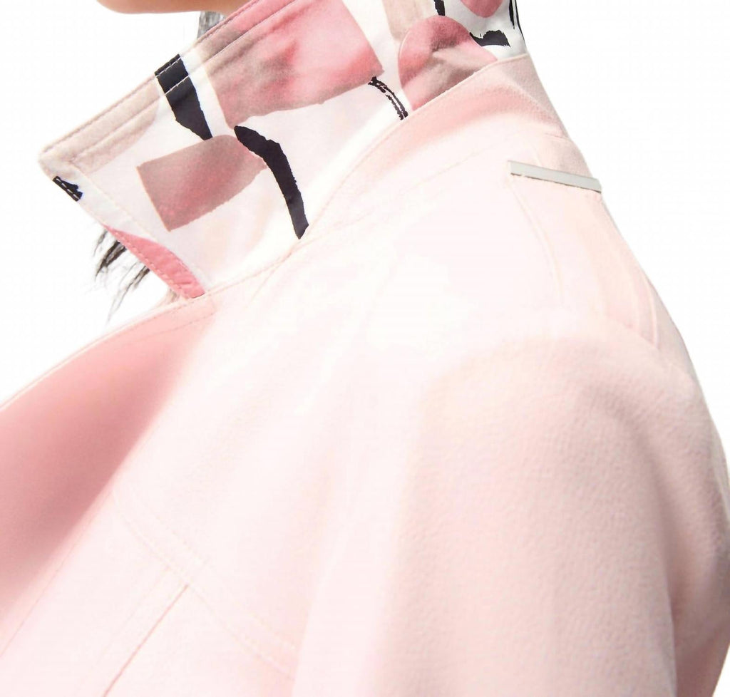 Foiled Faux Suede Fitted Jacket With Decorative Buckles In Petal Pink