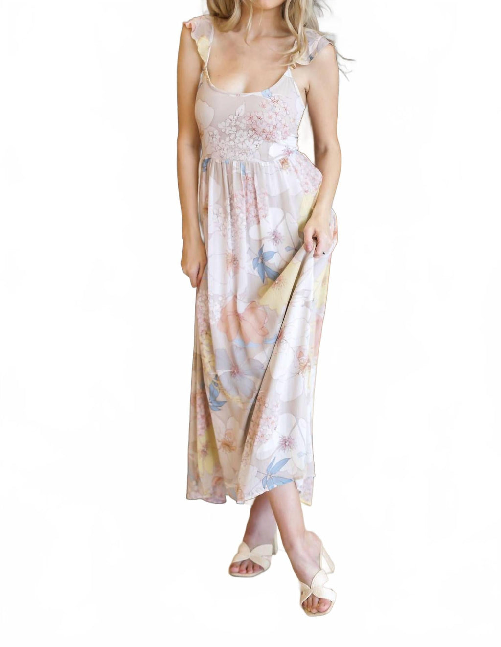 Sophia Ruffled Straps Dress In Multi