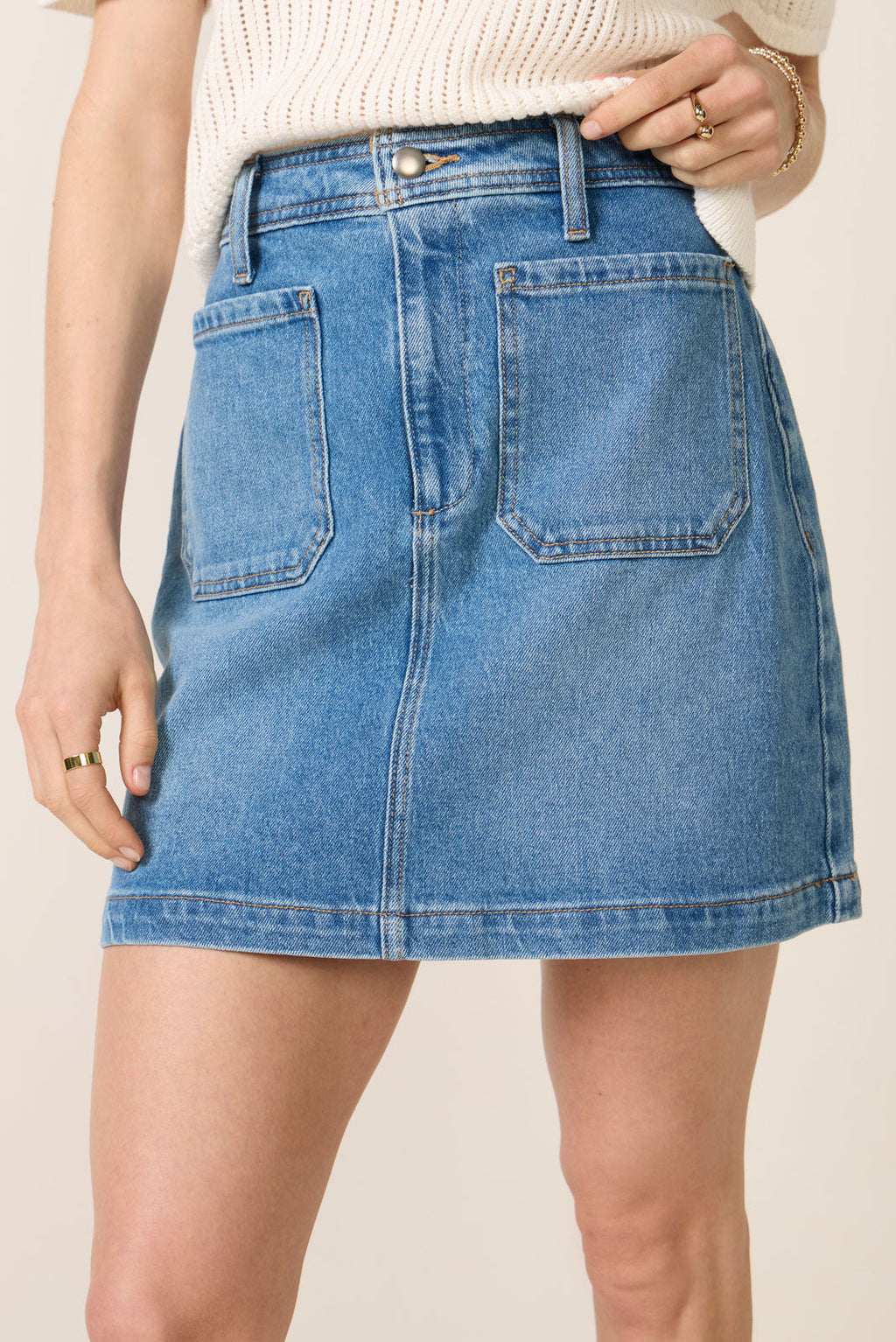 Women's Denim Patch Pocket Mini Skirt