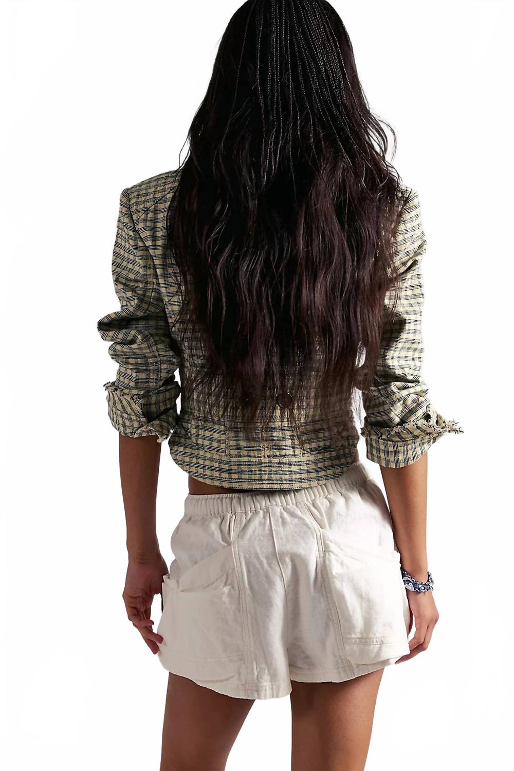 Good Fortune Solid Cotton-Linen Shorts In Sugar Swizzle