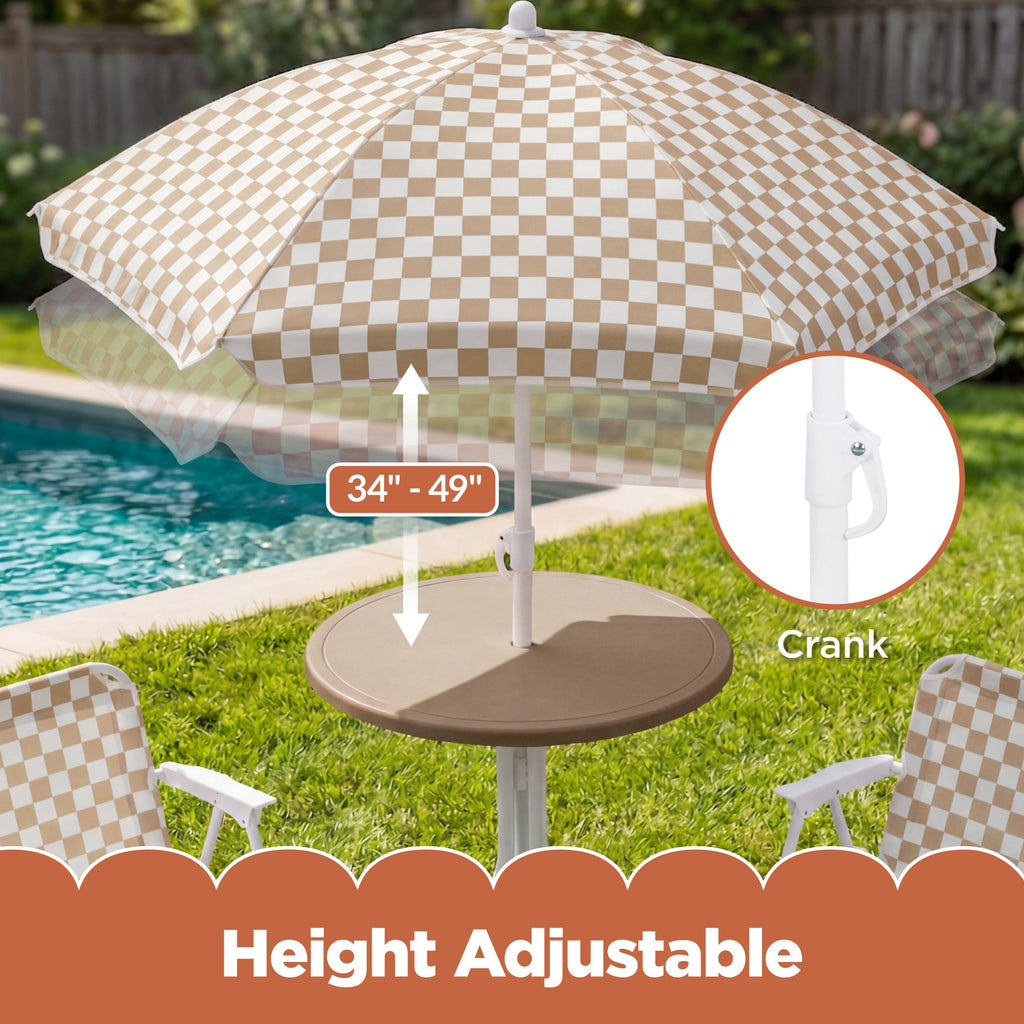 Best Choice Products Kids Outdoor Table and Chair Set with Umbrella, 3-Piece Foldable Toddler Picnic Set Ages 2-5