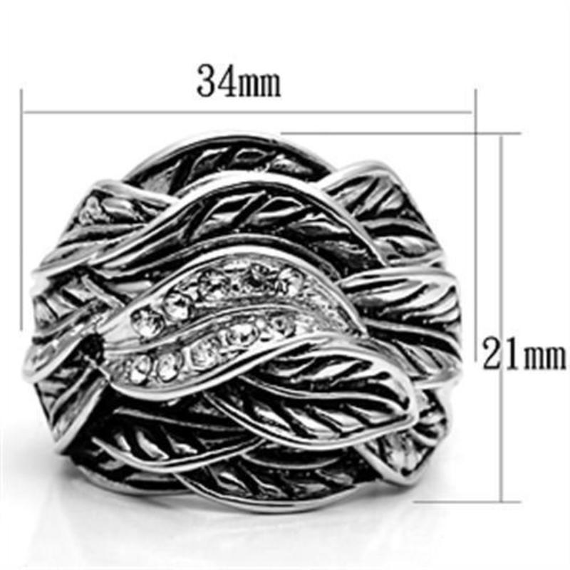 Rhodium Brass Ring with Top Grade Crystal in Clear