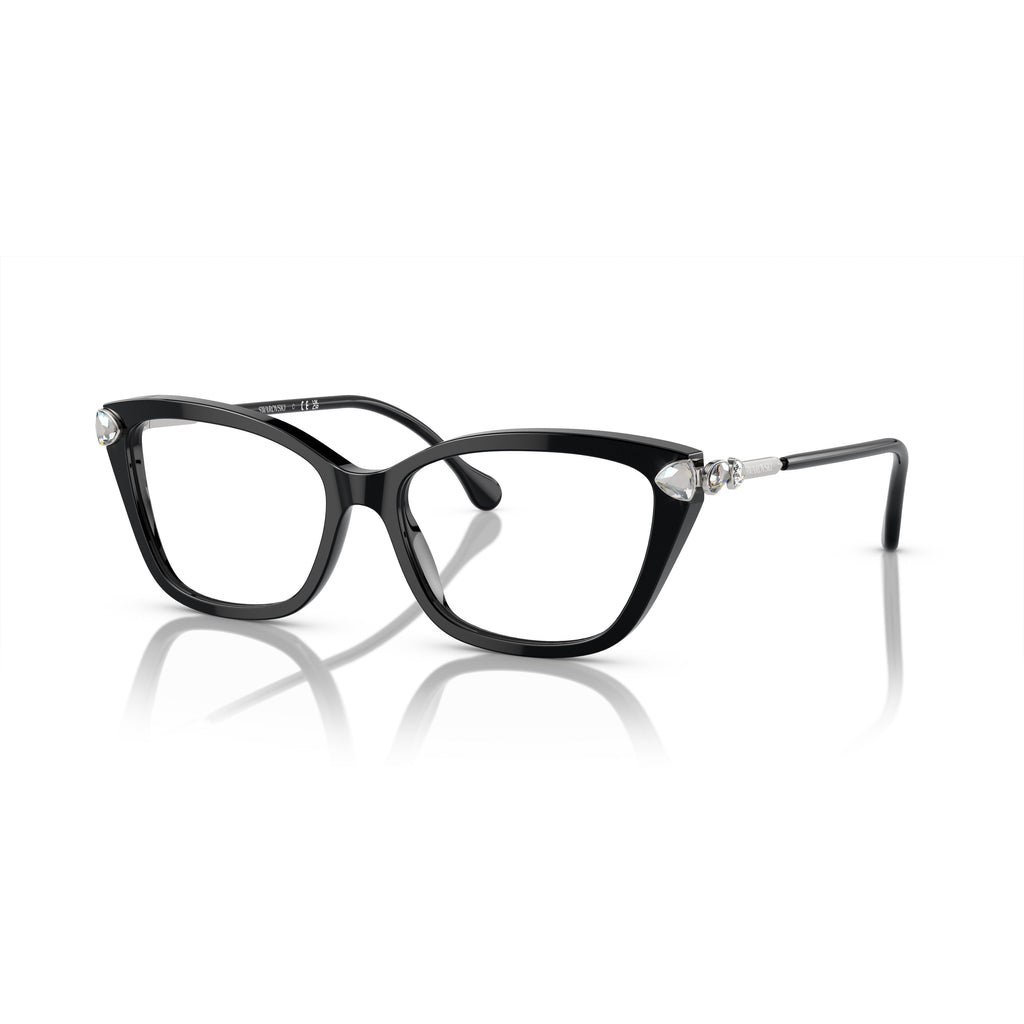 0Sk2011 Black Acetate Cat-Eye Eyeglasses with Crystal Accents