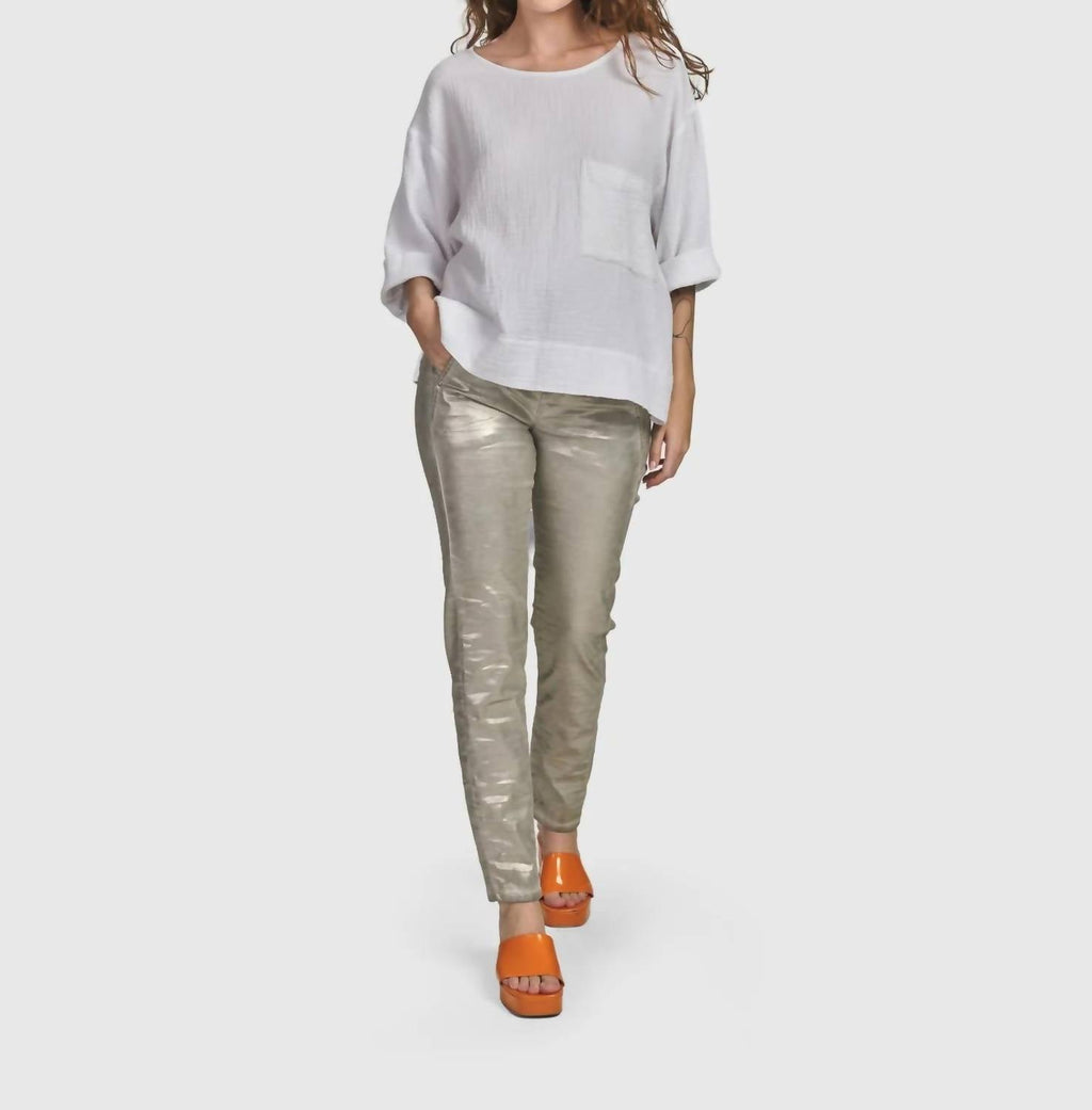 Iconic Stretch Jeans In Metallic Luster