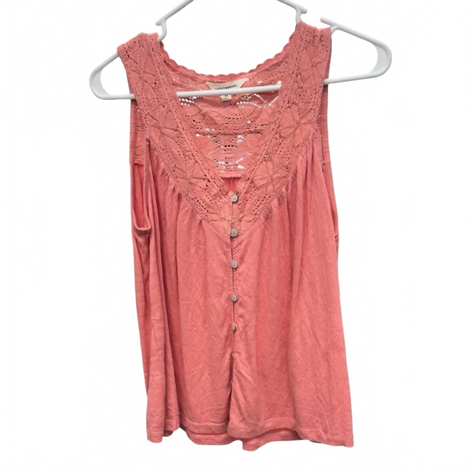 Lace Trim Tank Top In Coral