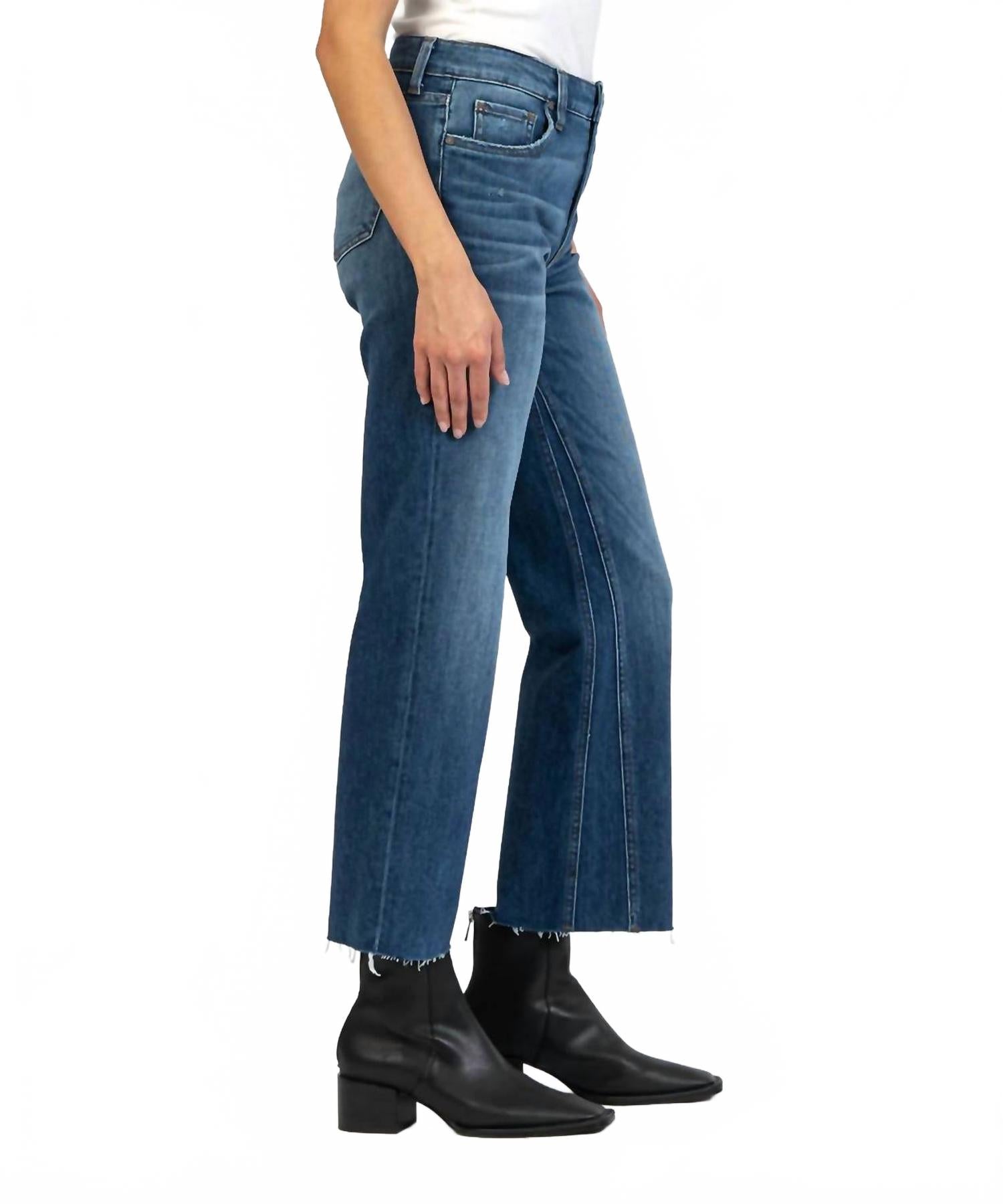 Kelsey High Rise Fab Ab Ankle Flare Jeans In Royal Wash