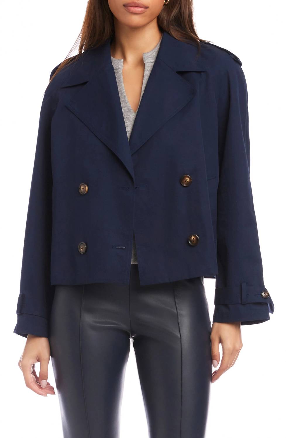 Chelsea Crop Trench Jacket In Navy