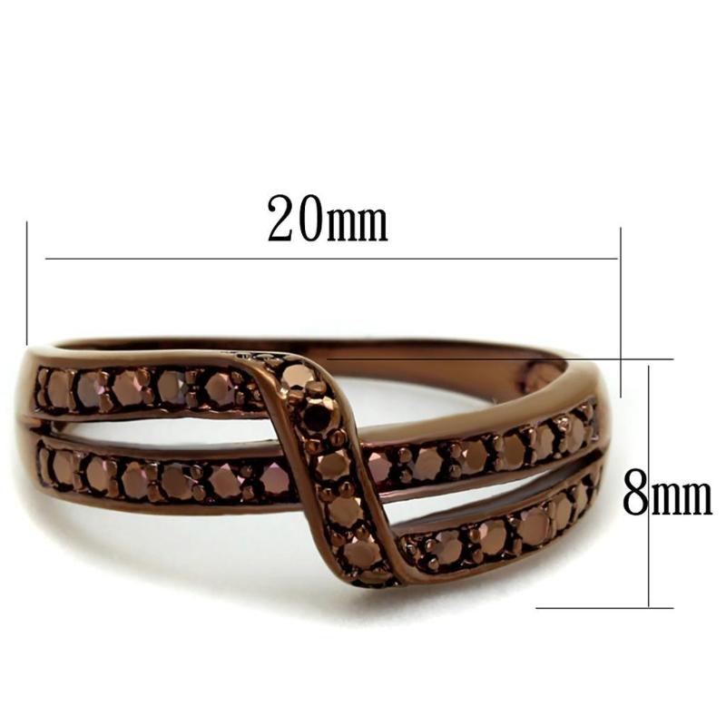 IP Coffee light Brass Ring with AAA Grade CZ in Light Coffee