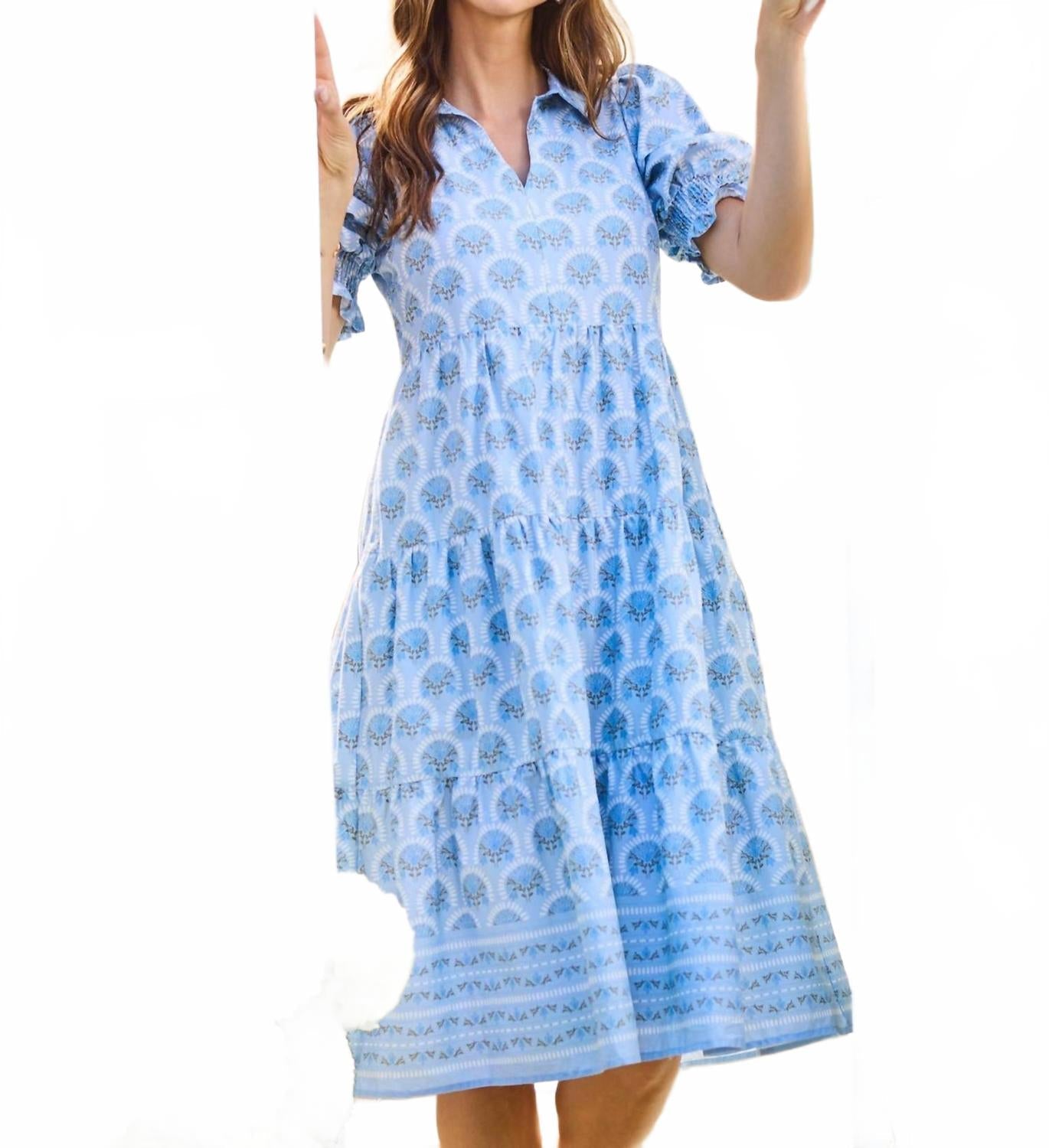 Molly Sunshower Flora Dress In Blue